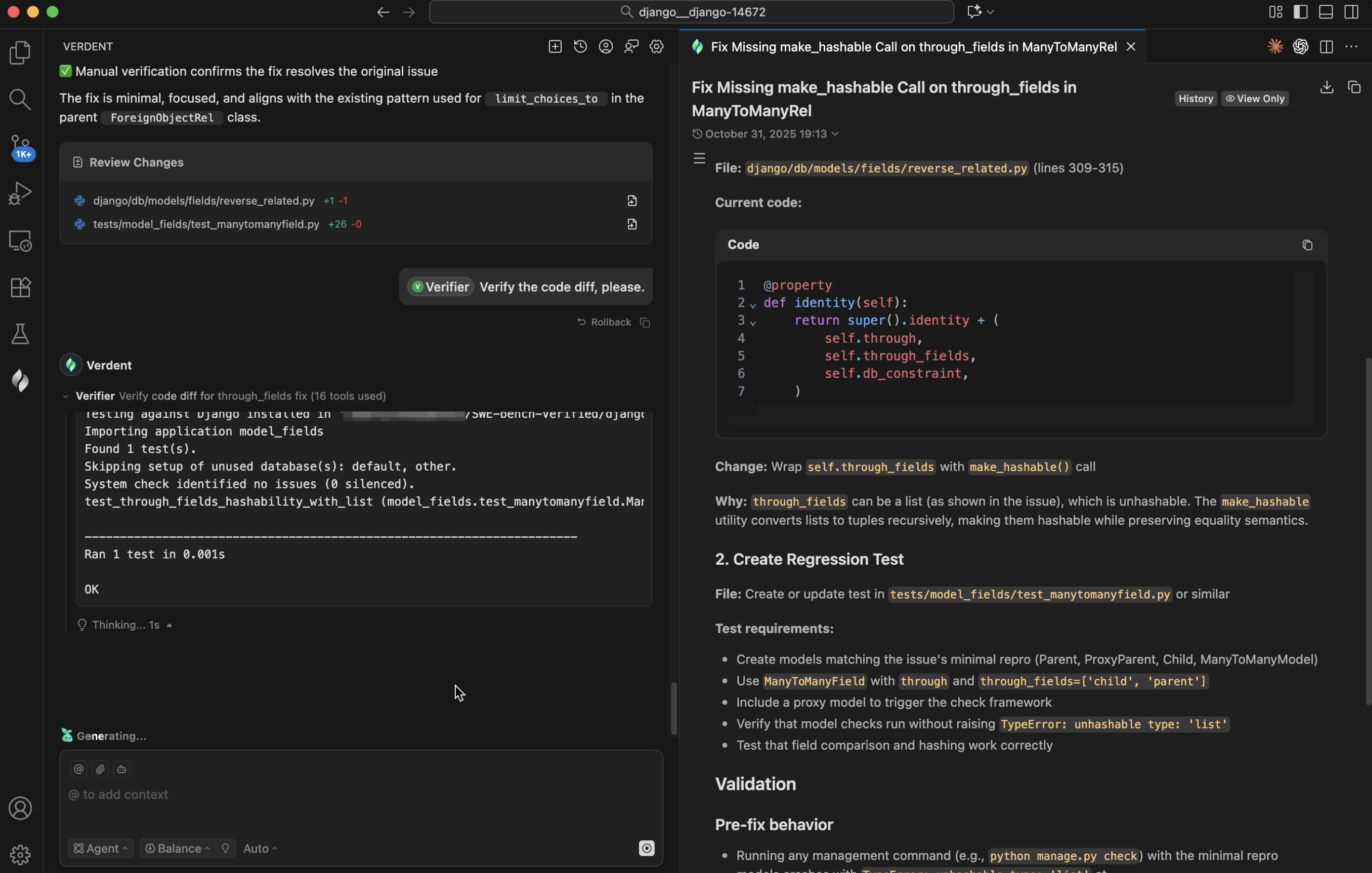 Figure 7. Code review subagent in Verdent.